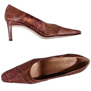 J. Renee Croc Embossed Patchwork Heels